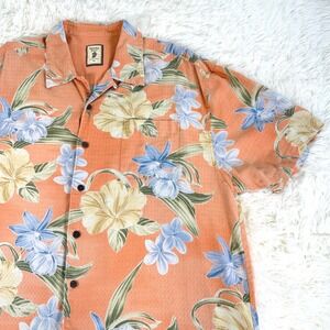 Vintage Jamaica Jaxx Mens XXL Coral Floral Silk Hawaiian Shirt Authentic Island